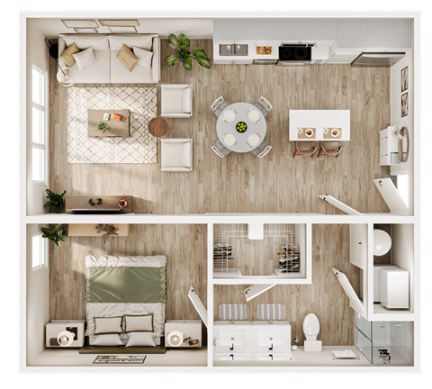 a1 floor plan  1 bedroom with 2 baths  129